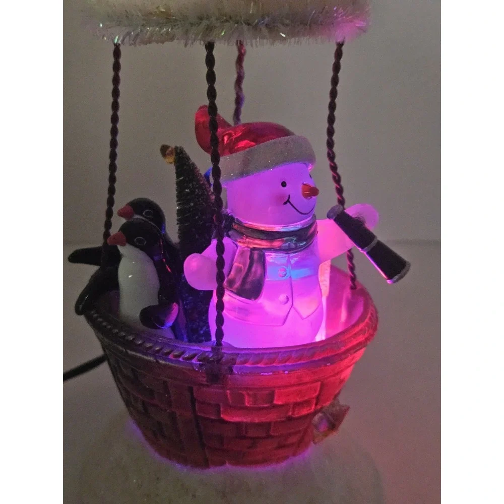 Lighted Acrylic Hot Air Balloon Snowman Christmas Vtg JCPenney Home Collection